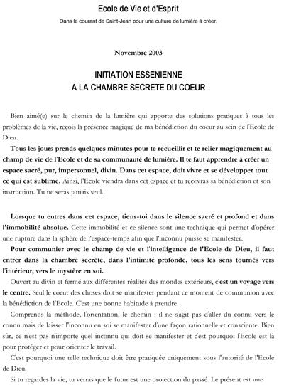 2003 Novembre - LE SENS DES CATASTROPHES NATURELLES MESSAGES DE L'ARCHANGE GABRIEL
