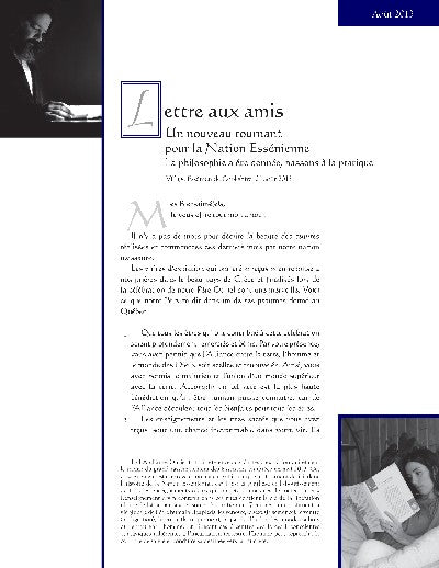 Un nouveau tournant pour la Nation Essénienne La philosophie a été donnée, passons à la pratique - Août 2013
