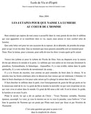 2004 Mars - Les 4 étapes pour que naisse la lumière au cœur de l'homme 